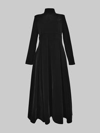 Solid Color Long Sleeves Skinny High Neck Midi Dresses