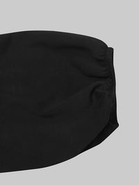 Buttoned Split-side Loose Puff Sleeves Mock Neck Maxi Dresses