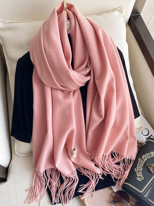 Solid Color Tasseled Scarf Scarfs&Hats