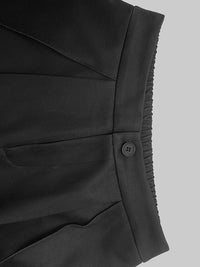 Contrast Color No Belt Pleated Pockets High Waisted Loose Trousers Pants