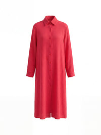 Buttoned Solid Color Long Sleeves Loose Lapel Blouses&Shirts Tops