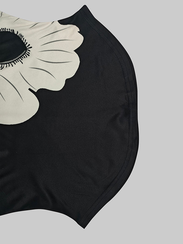 Flower Print Short Sleeves Skinny High Neck T-Shirts Tops