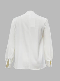 Simple Long Sleeves Puff Sleeves Asymmetric High-Neck Blouses&Shirts Tops