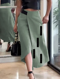 Asymmetric Pockets Split-Joint A-Line Loose Skirts Bottoms