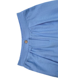 Buttoned Pockets Solid Color Loose Wide Leg Trousers Pants