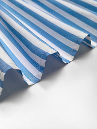 Balloon Sleeves Long Sleeves Buttoned Striped Bow Collar Blouses