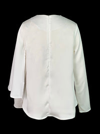 Asymmetric Solid Color Split-Joint Long Sleeves Loose Round-neck T-Shirts Tops