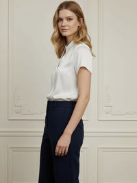 Short Sleeves Buttoned Solid Color Lapel Blouses&Shirts Tops