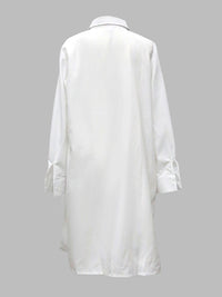 Long Sleeves Loose Buttoned Figure Printed Lapel Collar Midi Dresses