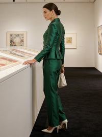 Column Skinny Pockets Solid Color Blazer Pants
