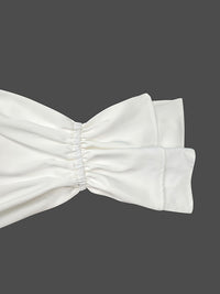 Double Layered Elasticity Solid Color Tied Flared Sleeves Long Sleeves V-Neck Blouses&Shirts Tops