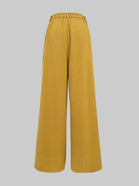 Solid Color Split-Joint High Waisted Wide Leg Trousers Pants
