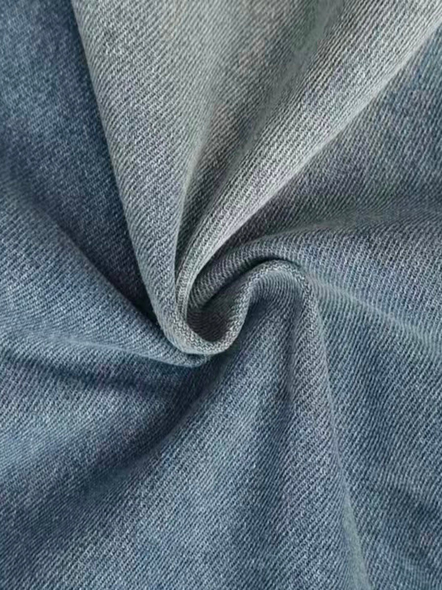 Elasticity Pockets Solid Color Loose Trousers Jean Pants Bottoms