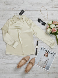 Long Sleeves Loose Solid Color Heaps Collar Blouses&Shirts Tops