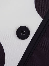 Long Sleeves Loose Contrast Color Flower Print Split-Joint Stand Collar Jackets Outerwear Woolen Coat