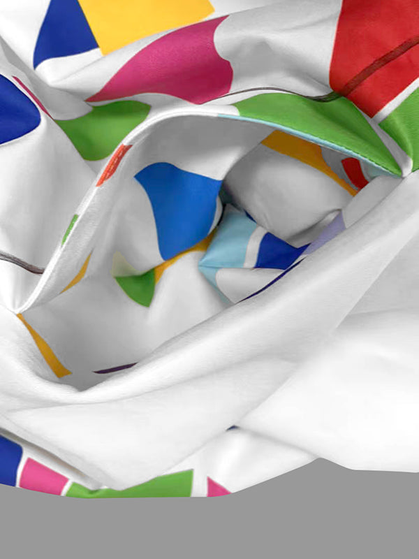 A-Line Half Sleeves Contrast Color Stand Collar Mini Dresses