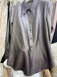 Buttoned Gradient Long Sleeves Lapel Blouses&shirts Tops