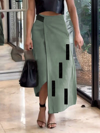 Asymmetric Pockets Split-Joint A-Line Loose Skirts Bottoms
