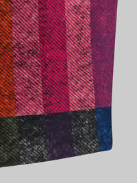 Loose Three-Quarter Sleeves Contrast Color Plaid Split-Joint Lapel Outerwear Windbreakers Woolen Coat