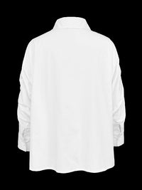 Batwing Sleeves Long Sleeves Buttoned Solid Color Lapel Blouses&Shirts Tops