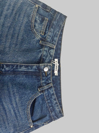 High Waisted Wide Leg Contrast Color Fringed Split-Joint Jean Pants Bottoms