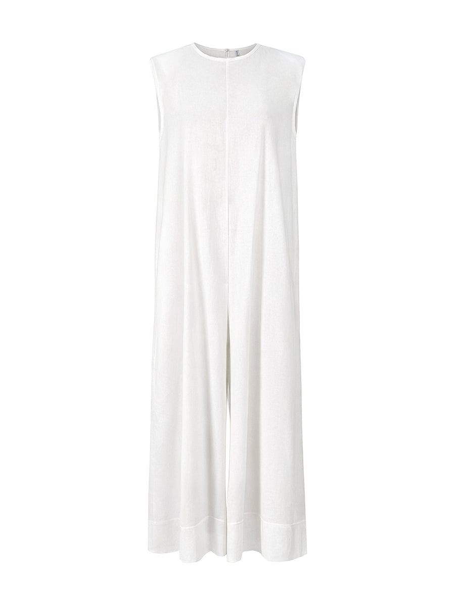 Solid Color Sleeveless Wide Leg Jumpsuits