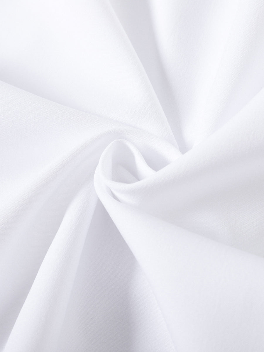 Flared Sleeves Bow-Embellished Falbala Solid Color Lapel Blouses&Shirts Tops