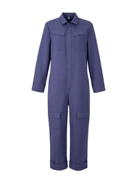 Long Sleeves Loose Solid Color Zipper Lapel Jumpsuits