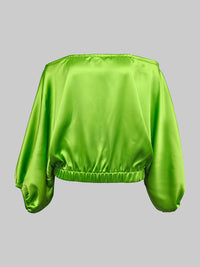 Solid Color Split-Joint Batwing Sleeves Loose Off-The-Shoulder Blouses