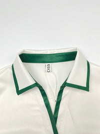 Buttoned Contrast Color Pockets Long Sleeves Loose Lapel Blouses&Shirts Tops