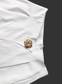 High Waisted Loose Buttoned Pleated Solid Color Pants Trousers