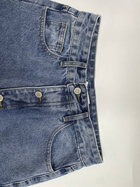 High Waisted Loose Buttoned Pockets Jean Pants Bottoms
