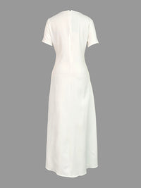 Short Sleeves Flower Print Boat Neck Maxi Dresses