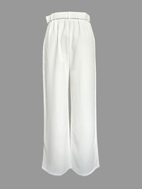 High Waisted Straight Leg Pleated Solid Color Split-Joint Pants Trousers