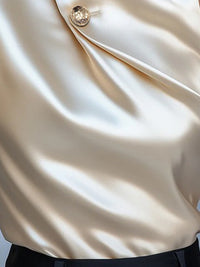 Buttoned Solid Color Sleeveless Stand Collar Tank Top