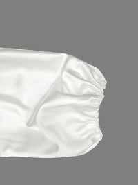 High Waisted Puff Sleeves Falbala Solid Color V-Neck Maxi Dresses