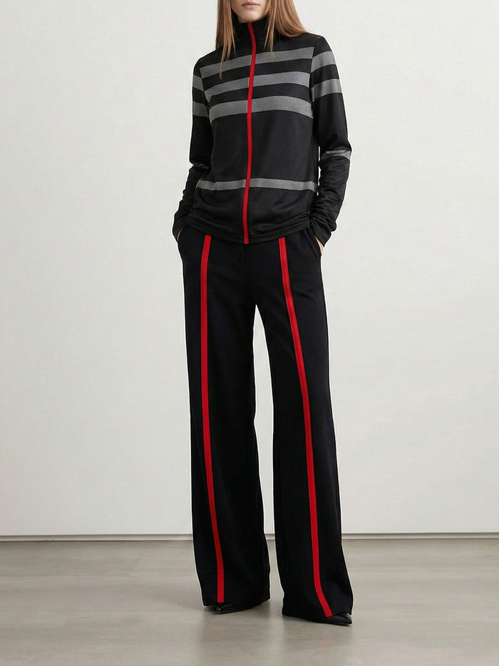 Striped Loose Wide Leg Trousers Casual Pants Bottoms