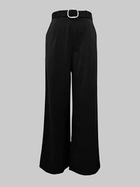 High Waisted Straight Leg Pleated Solid Color Split-Joint Pants Trousers