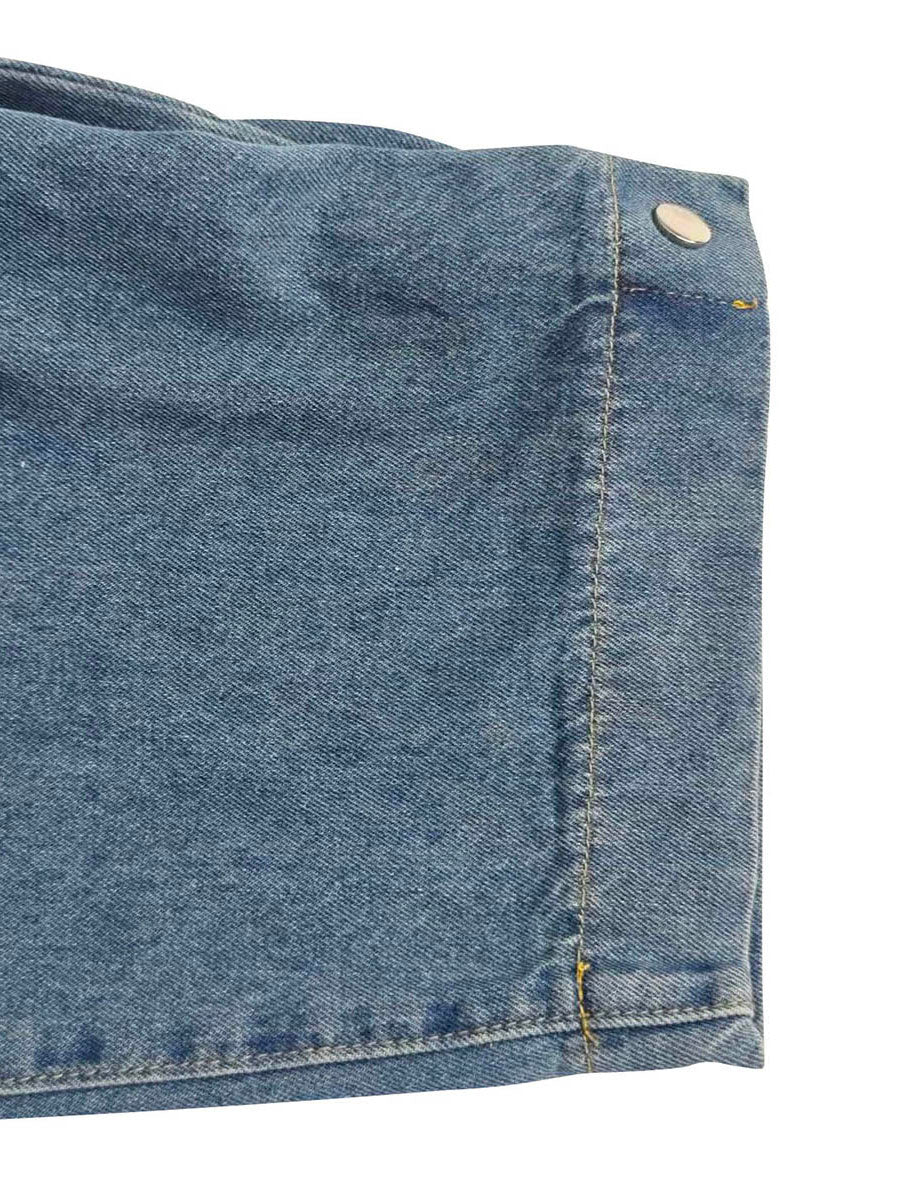 Elasticity Pockets Solid Color Loose Trousers Jean Pants Bottoms