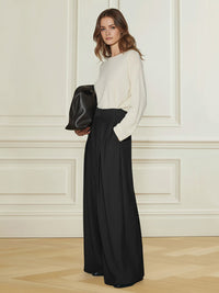 Pleated Solid Color High Waisted Loose Pants