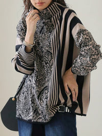 Long Sleeves Loose Striped Pullovers