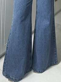 High Waisted Loose Buttoned Split-Joint Jean Pants Bottoms