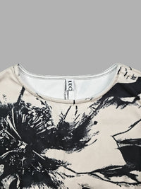 Floral Printed Long Sleeves Skinny Boat Neck Maxi Dresses