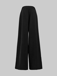 Pleated Solid Color High Waisted Loose Pants