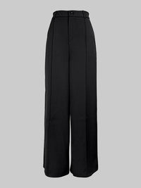 Loose Wide Leg No Belt Solid Color Zipper Casual Pants Bottoms Trousers