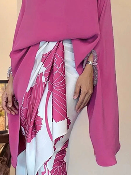 Solid Color Batwing Sleeves Irregular clipping Stand Collar Blouses&shirts Tops