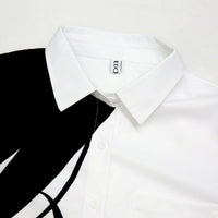 Long Sleeves Loose Buttoned Figure Printed Lapel Collar Midi Dresses