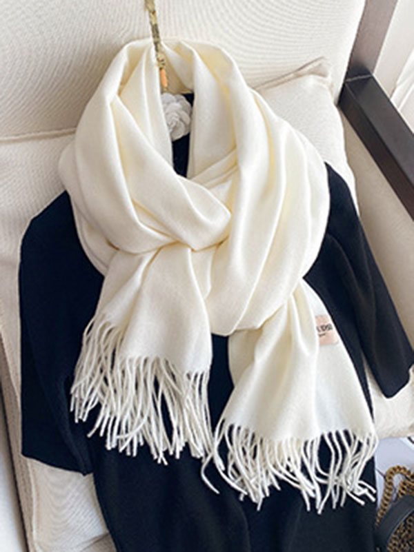 Solid Color Tasseled Scarf Scarfs&Hats