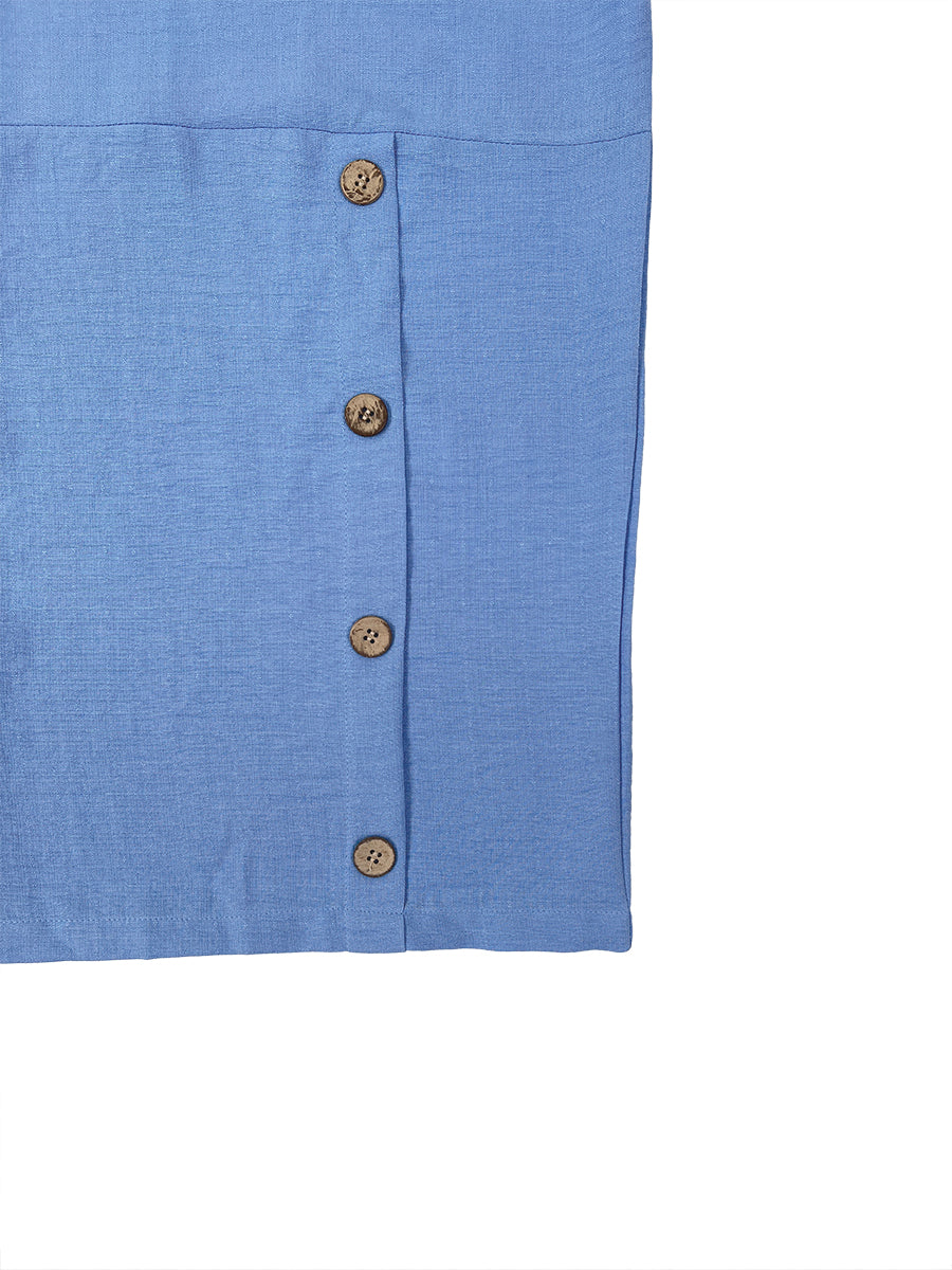 Buttoned Pockets Solid Color Loose Wide Leg Trousers Pants