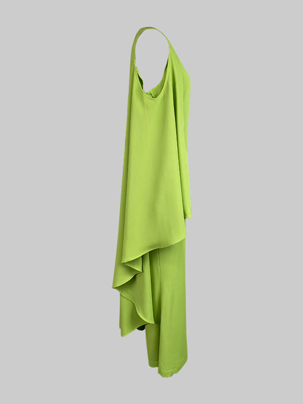 Batwing Sleeves Loose Hollow Solid Color Split-Joint Cold Shoulder Jumpsuits